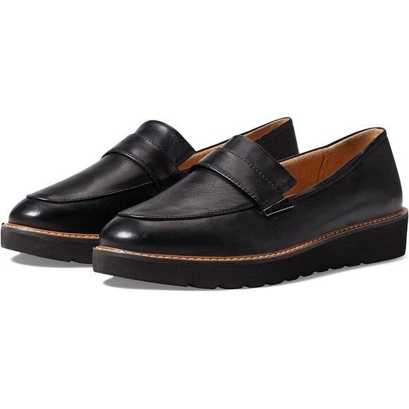Naturalizer Womens Adiline Flat Loafers US 9 XW EU 40 Black Leather Slip On NIB - Picture 1 of 12